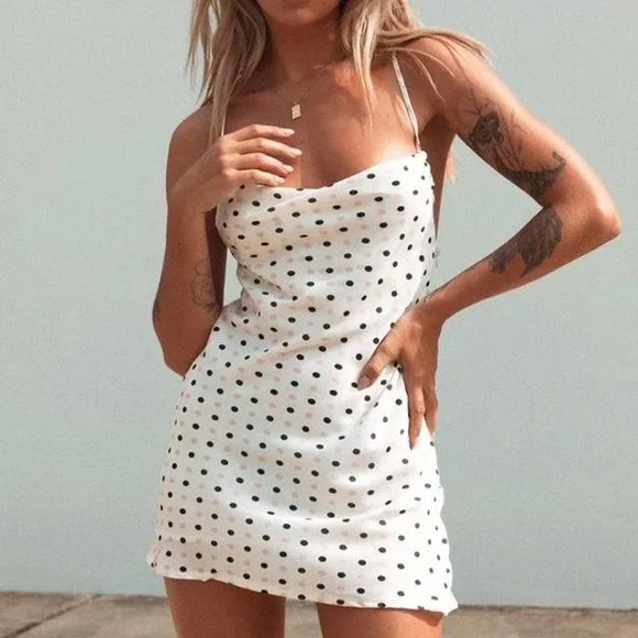 Princess Polly Garner Polka Dotted Off White Mini Dress Sz XS(2) Party NWT - Picture 1 of 4